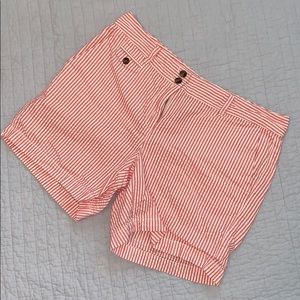 Loft coral seersucker stripe shorts